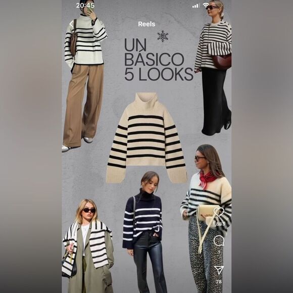 H&M Stripe Wool mixed Crewneck slouchy Sweater sz.L Gently used - Picture 11 of 11